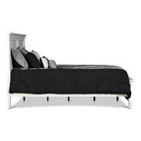 Umi Twin Size Bed, Classic Panel Design with Molded Details, White Wood