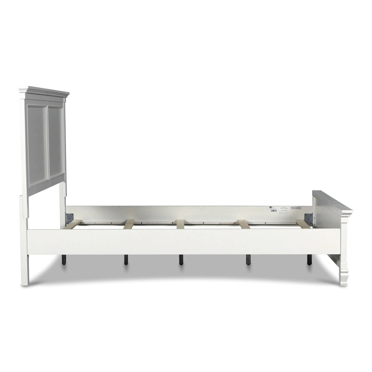 Umi Twin Size Bed, Classic Panel Design with Molded Details, White Wood