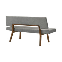Yumi 63 Inch Dining Bench, Seat and Back with Charcoal Fabric, Walnut  - BM308863