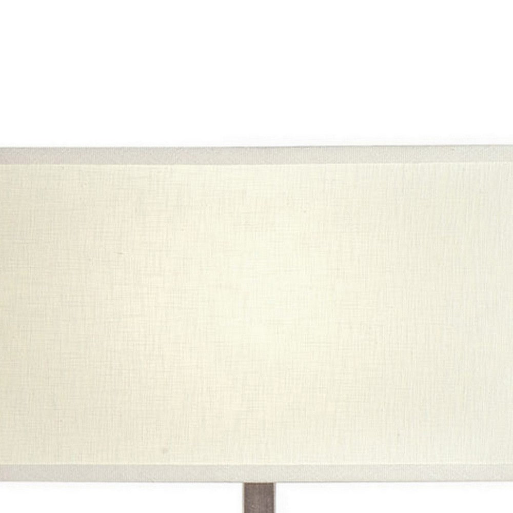 Ziva 27 Inch Table Lamp, LED Night Light, Rectangular Shade, Matte Silver - BM308908