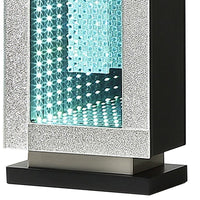 Ziva 27 Inch Table Lamp, LED Night Light, Rectangular Shade, Shiny Silver - BM308909