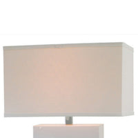 Ziva 28 Inch Table Lamp, LED Night Light, Rectangular Shade, White - BM308910