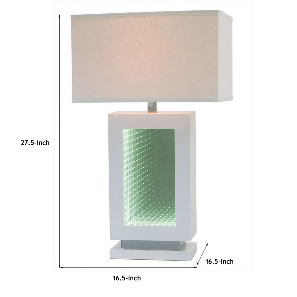 Ziva 28 Inch Table Lamp, LED Night Light, Rectangular Shade, White - BM308910