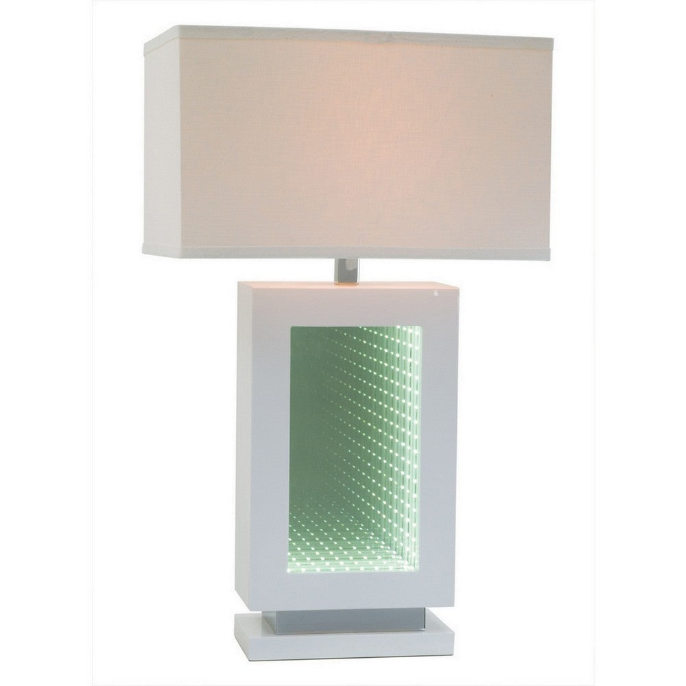 Ziva 28 Inch Table Lamp, LED Night Light, Rectangular Shade, White - BM308910