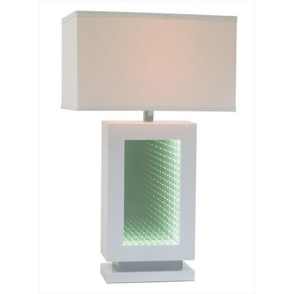 Ziva 28 Inch Table Lamp, LED Night Light, Rectangular Shade, White - BM308910