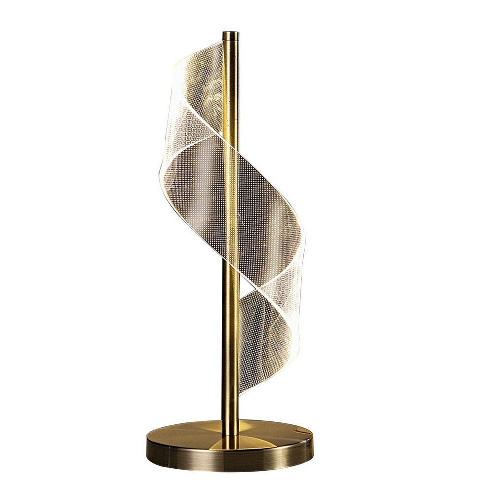 Benjara Melly 19 Inch Table Lamp, LED Swirl Ribbon Design, Acrylic ...