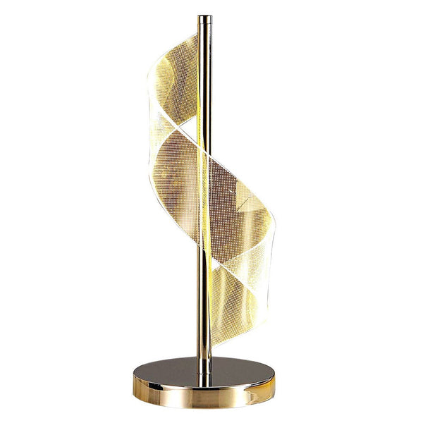 Melly 19 Inch Table Lamp, LED Swirl Ribbon Design, Acrylic, Bright Nickel - BM308912