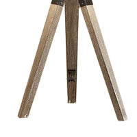 27 Inch Table Lamp, Tripod Legs Base, Empire Shade, Natural Wood, Gray - BM308914