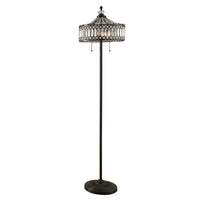 60 Inch Floor Lamp, Crystal Shade, Double Chain, Metal, Antique Bronze - BM308919