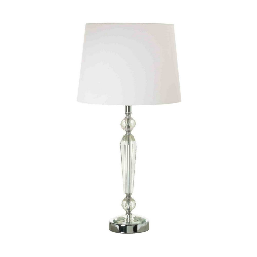 24 Inch Table Lamp Set of 2 with Glass Stands, Metal Base, Clear Finish - BM308920