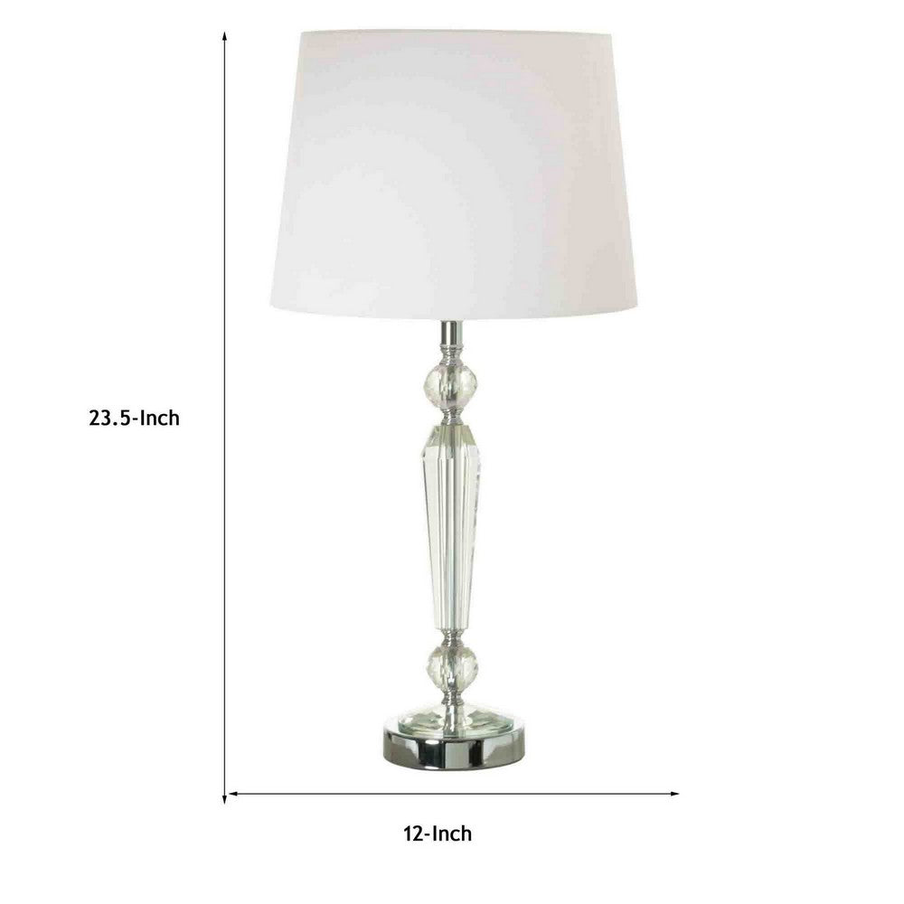 24 Inch Table Lamp Set of 2 with Glass Stands, Metal Base, Clear Finish - BM308920