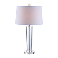 27 Inch Table Lamp with Glass Stand, Empire Shade, Metal, Clear Finish - BM308921