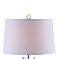 27 Inch Table Lamp with Glass Stand, Empire Shade, Metal, Clear Finish - BM308921