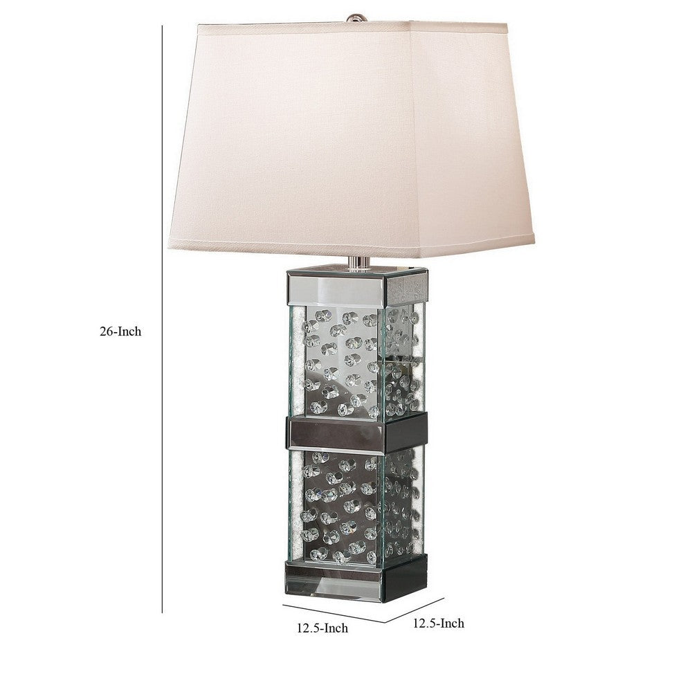 26 Inch Table Lamp, Empire Shade, Crystal Glass Stand, Clear Finish  - BM308927