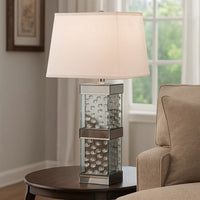 26 Inch Table Lamp, Empire Shade, Crystal Glass Stand, Clear Finish  - BM308927