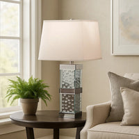 26 Inch Table Lamp, Empire Shade, Crystal Glass Stand, Clear Finish  - BM308927