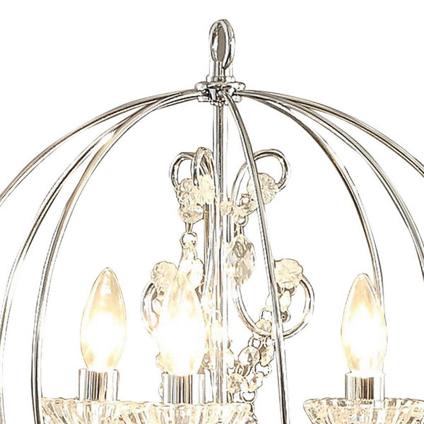 Shine 31 Inch Table Lamp, Chandelier Style, Crystal and Metal, Chrome - BM308928