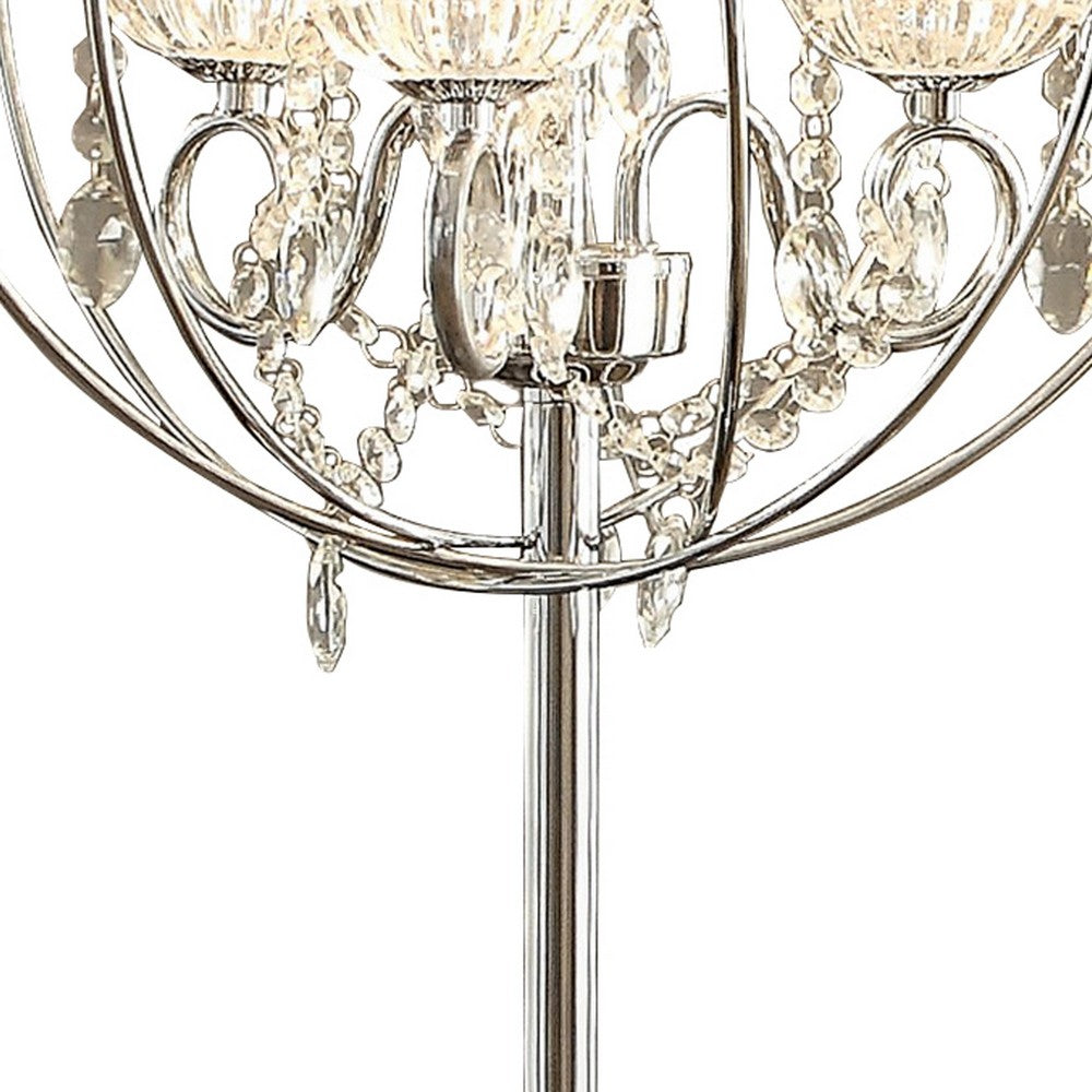 Shine 31 Inch Table Lamp, Chandelier Style, Crystal and Metal, Chrome - BM308928