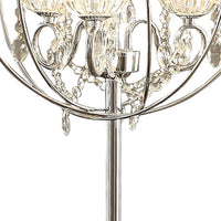 Shine 31 Inch Table Lamp, Chandelier Style, Crystal and Metal, Chrome - BM308928