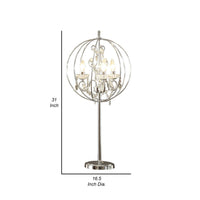 Shine 31 Inch Table Lamp, Chandelier Style, Crystal and Metal, Chrome - BM308928