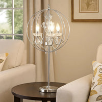 Shine 31 Inch Table Lamp, Chandelier Style, Crystal and Metal, Chrome - BM308928