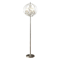 Shine 61 Inch Floor Lamp, Chandelier Style, Crystal and Metal, Chrome - BM308929