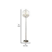 Shine 61 Inch Floor Lamp, Chandelier Style, Crystal and Metal, Chrome - BM308929