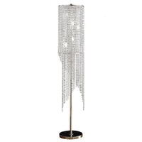 Mindy 62 Inch Floor Lamp, Crystal Raindrops Design, Metal, Clear Finish - BM308930