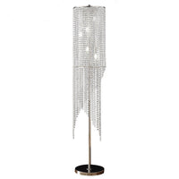 Mindy 62 Inch Floor Lamp, Crystal Raindrops Design, Metal, Clear Finish - BM308930