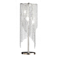 Mindy 30 Inch Table Lamp, Crystal Raindrops Design, Metal, Clear Finish - BM308931