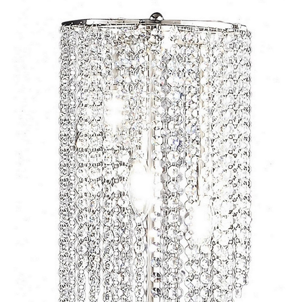 Mindy 30 Inch Table Lamp, Crystal Raindrops Design, Metal, Clear Finish - BM308931