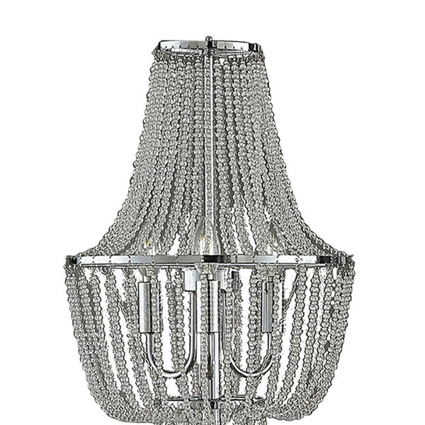 Cara 62 Inch Floor Lamp, Hanging Drop Design, Crystal and Metal, Chrome - BM308933