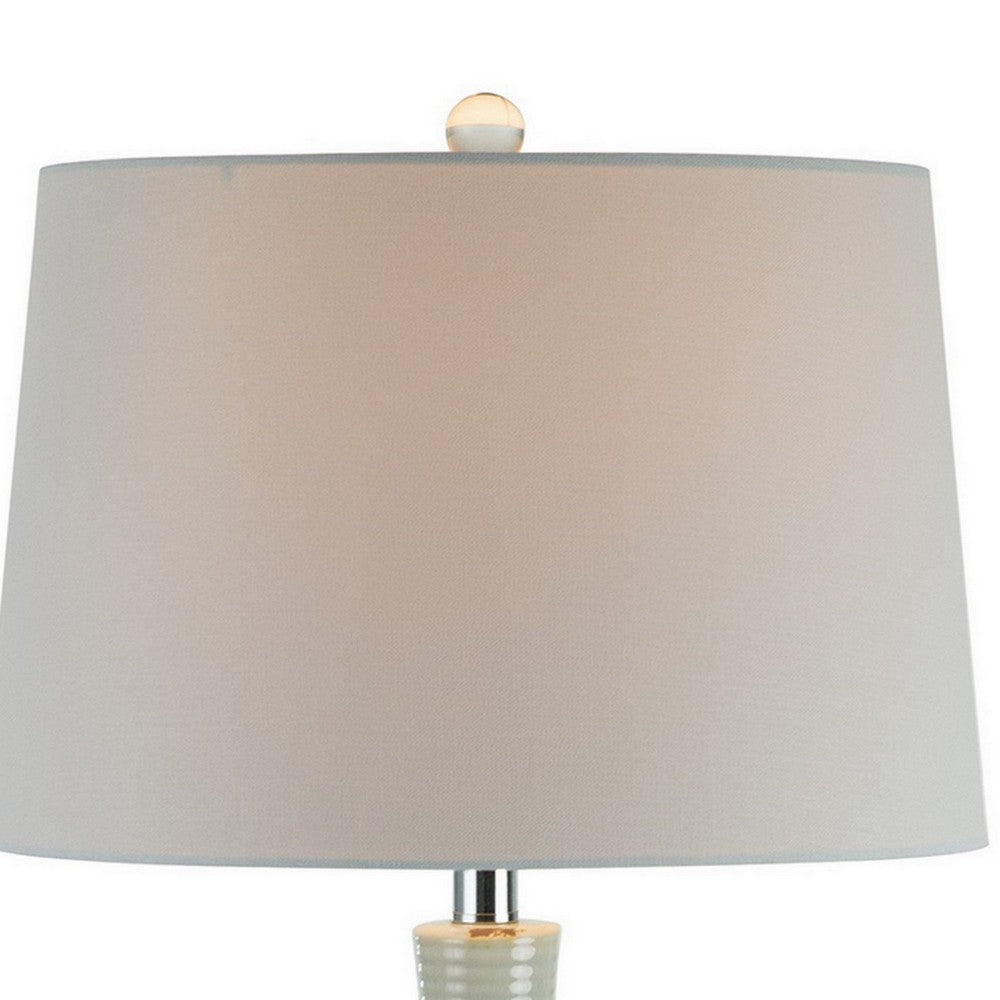 28 Inch Table Lamp with Clean Lines, Empire Shade, Ceramic, Teal Blue - BM308938