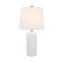 24 Inch Table Lamp, Textured Stand, Set of 2, Ceramic Snow White Finish - BM308940