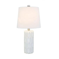 24 Inch Table Lamp, Textured Stand, Set of 2, Ceramic Snow White Finish - BM308940