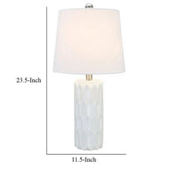 24 Inch Table Lamp, Textured Stand, Set of 2, Ceramic Snow White Finish - BM308940