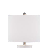 28 Inch Table Lamp, Textured Stand, Gold Trim, Ceramic, Crackle Cream - BM308943