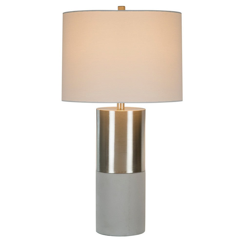 29 Inch Table Lamp, Set of 2, Metal, Concrete, Gray and Chrome Finish - BM308944