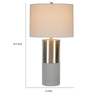 29 Inch Table Lamp, Set of 2, Metal, Concrete, Gray and Chrome Finish - BM308944