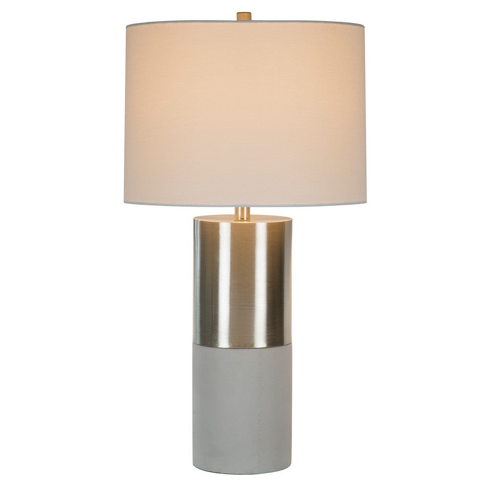 29 Inch Table Lamp, Set of 2, Metal, Concrete, Gray and Chrome Finish - BM308944