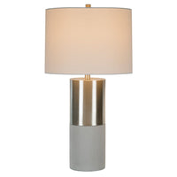 29 Inch Table Lamp, Set of 2, Metal, Concrete, Gray and Chrome Finish - BM308944