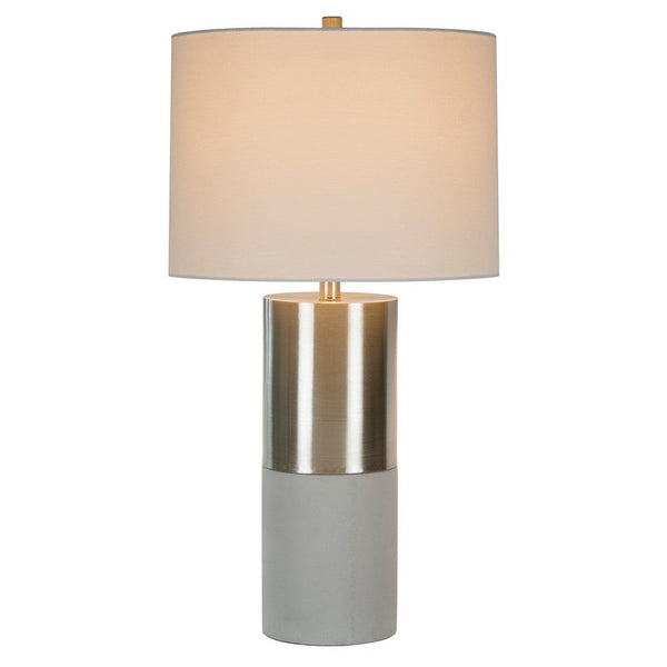 29 Inch Table Lamp, Set of 2, Metal, Concrete, Gray and Chrome Finish - BM308944