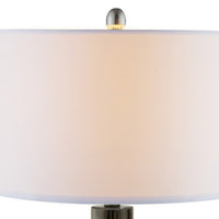 26 Inch Table Lamp, LED Night Light Base, Empire Shade, Silver Gray - BM308947