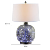 26 Inch Table Lamp, LED Night Light Base, Empire Shade, Silver Gray - BM308947