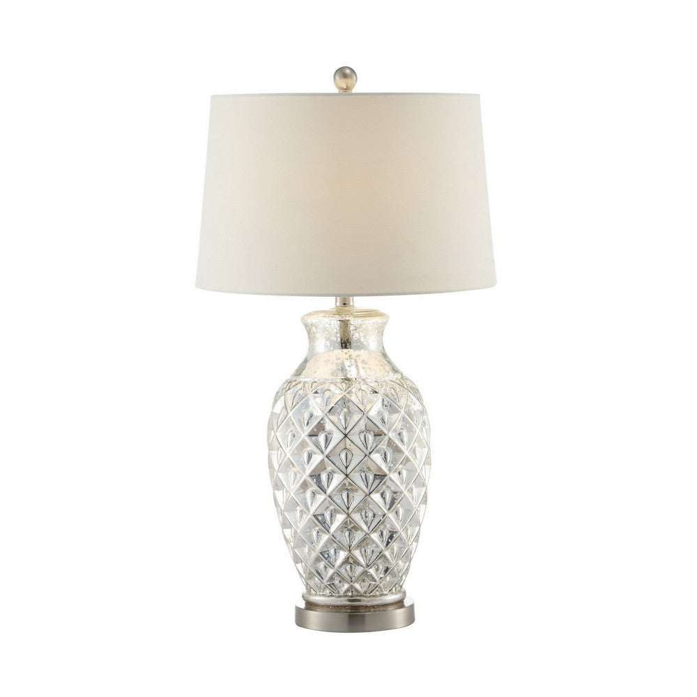 30 Inch Table Lamp with Diamond Textured Base, Set of 2, Glass, Clear - BM308948