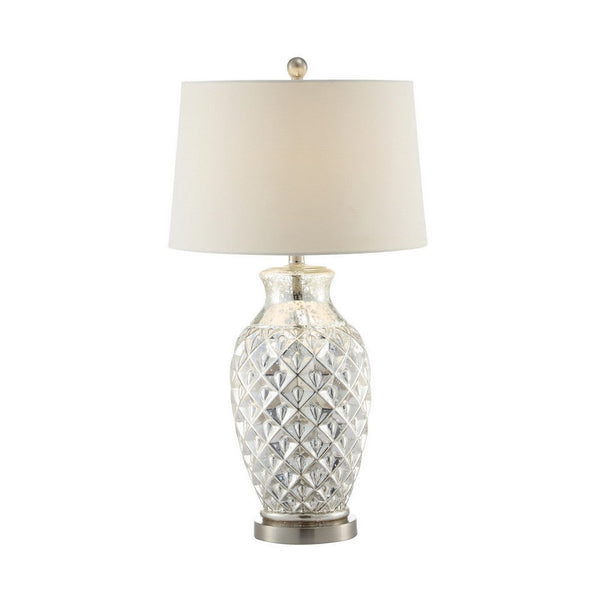 30 Inch Table Lamp with Diamond Textured Base, Set of 2, Glass, Clear - BM308948