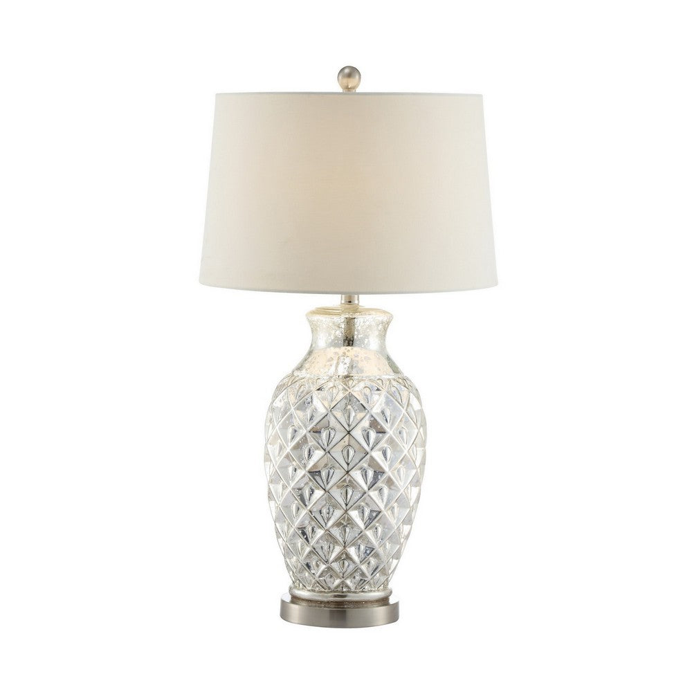 30 Inch Table Lamp with Diamond Textured Base, Set of 2, Glass, Clear - BM308948