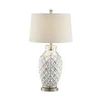 30 Inch Table Lamp with Diamond Textured Base, Set of 2, Glass, Clear - BM308948