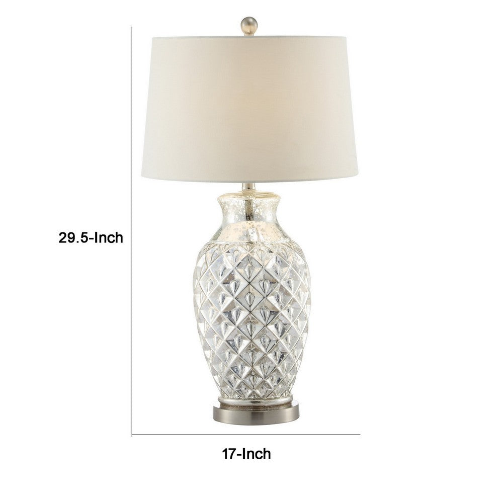 30 Inch Table Lamp with Diamond Textured Base, Set of 2, Glass, Clear - BM308948