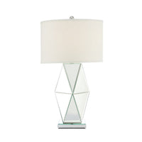 30 Inch Table Lamp, Geometric Mirrored Base, Set of 2, Glass, Clear - BM308949